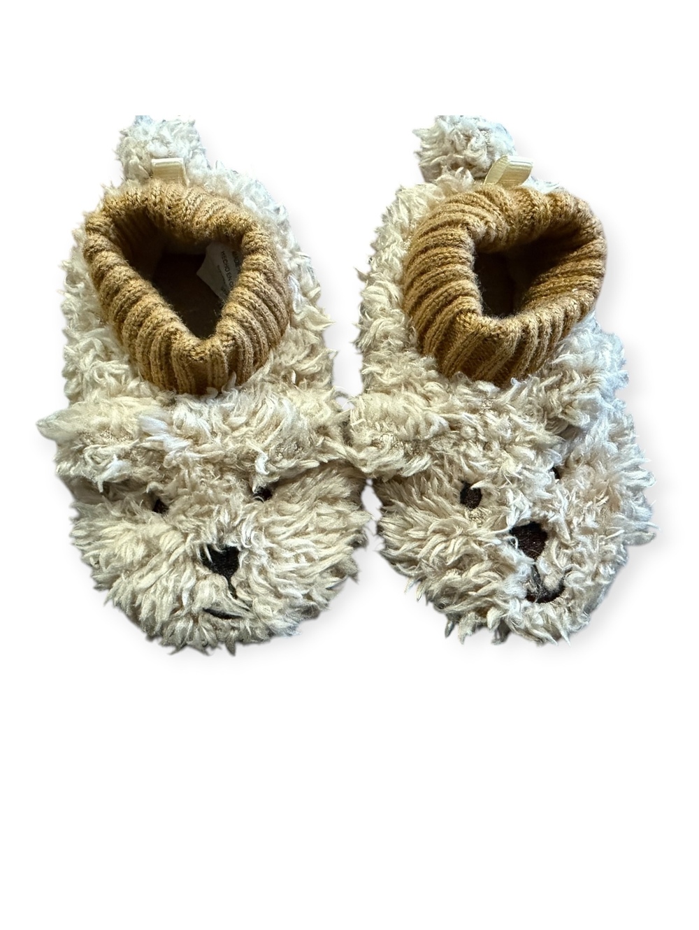 BabyGap Size S (5/6) Beige Bear Slippers with Non-Slip Soles